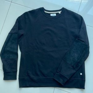 Billy Reid Dover Crew Sweatshirt with Suede Elbow Patches